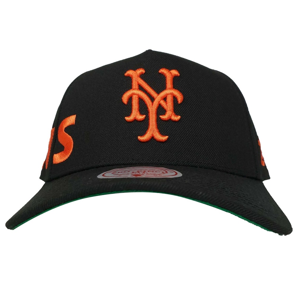 New York Mets Mitchell & Ness MLB Pro Fit Snapback Cap Hat 3D‎ Logo Black NWT